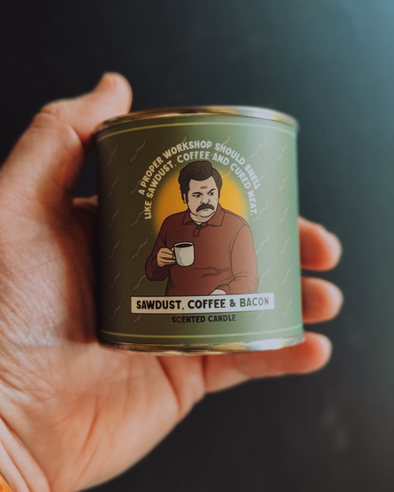 Ron Swanson Workshop Candle
